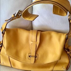 Tumi Fold Over Pebbled Leather Shoulder Bag